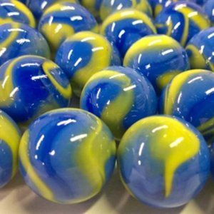 set of 20 Van Gogh mega glass marbles. blue and yellow